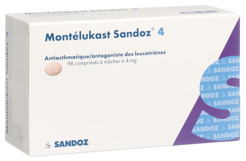 Montelukast Sandoz Kautabl 4 mg 98 Stk Montelukast Sandoz Kautabl 4 mg 98 Stk