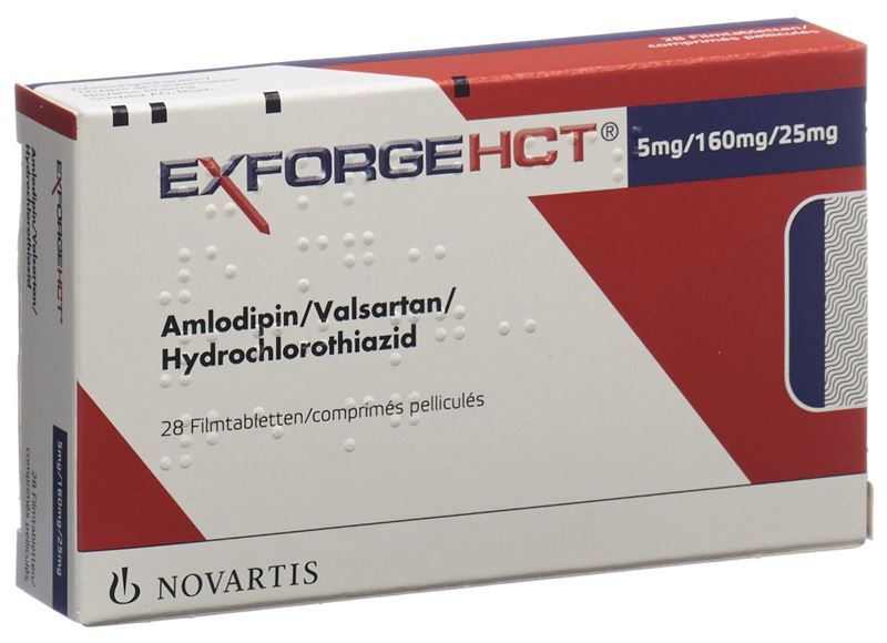 Exforge HCT cpr pell 5mg/160mg/25mg 28 pce Exforge HCT cpr pell 5mg/160mg/25mg 28 pce