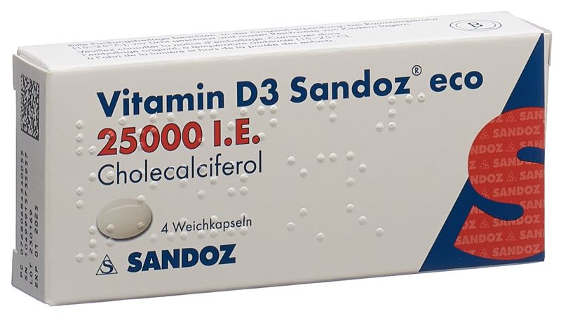 Vitamin D3 Sandoz eco Weichkaps 25000 IE 4 Stk