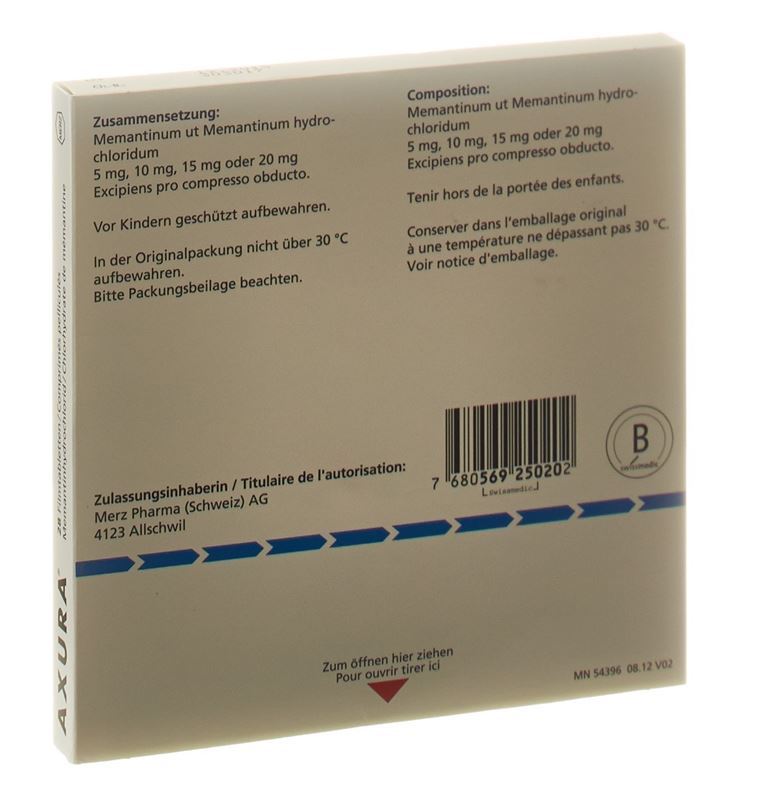 Axura emballage départ cpr pell 7x5,7x10,7x15,7x20mg 28 pce