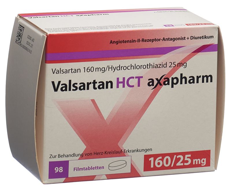 Valsartan HCT axapharm cpr pell 160/25 mg 98 pce Valsartan HCT axapharm cpr pell 160/25 mg 98 pce