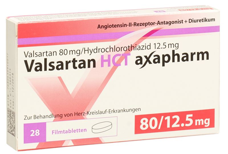 Valsartan HCT axapharm cpr pell 80/12.5 mg 28 pce Valsartan HCT axapharm cpr pell 80/12.5 mg 28 pce