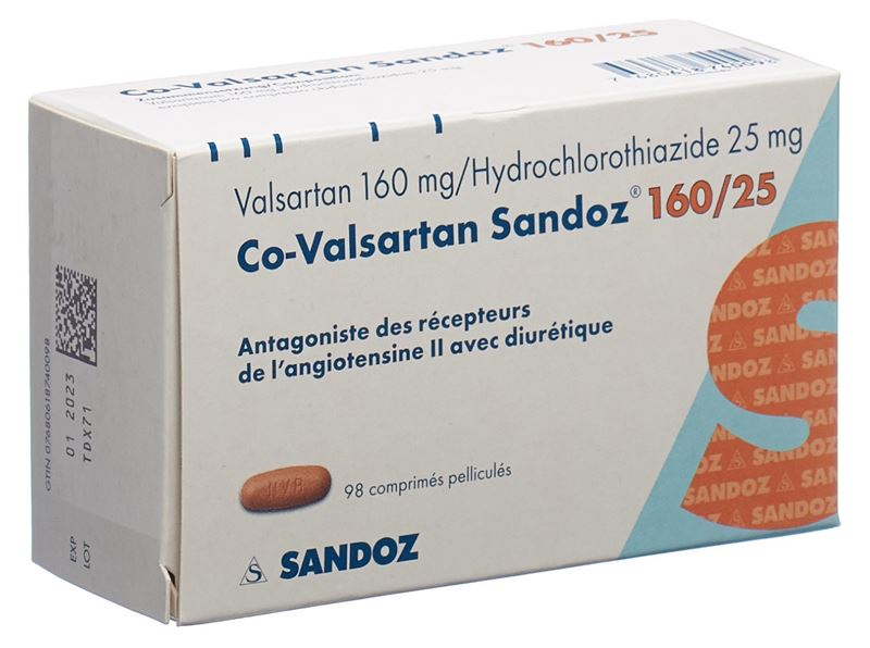 Co-Valsartan Sandoz cpr pell 160/25 98 pce Co-Valsartan Sandoz cpr pell 160/25 98 pce
