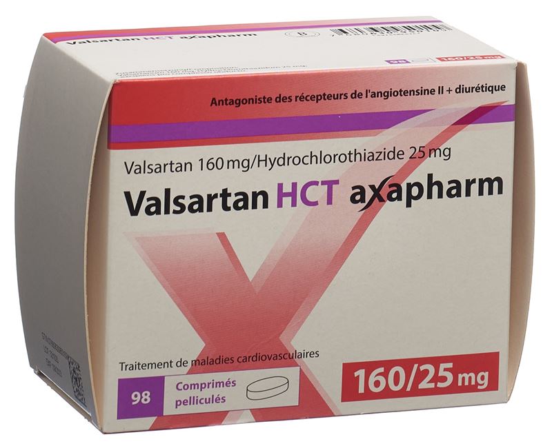 Valsartan HCT axapharm cpr pell 160/25 mg 98 pce Valsartan HCT axapharm cpr pell 160/25 mg 98 pce