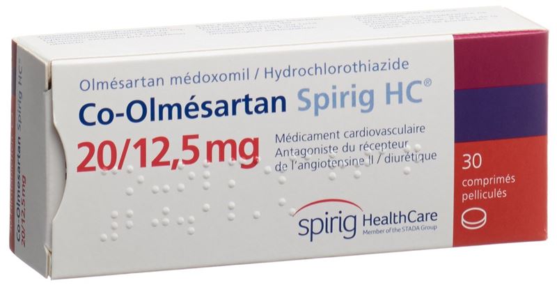 Co-Olmésartan Spirig HC cpr pell 20 mg/12.5 mg 30 pce Co-Olmésartan Spirig HC cpr pell 20 mg/12.5 mg 30 pce