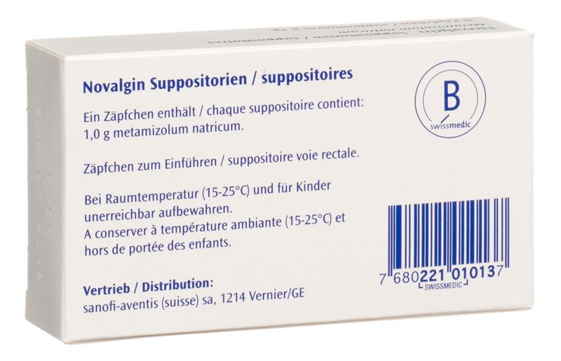 Novalgin supp 1 g adult 5 pce