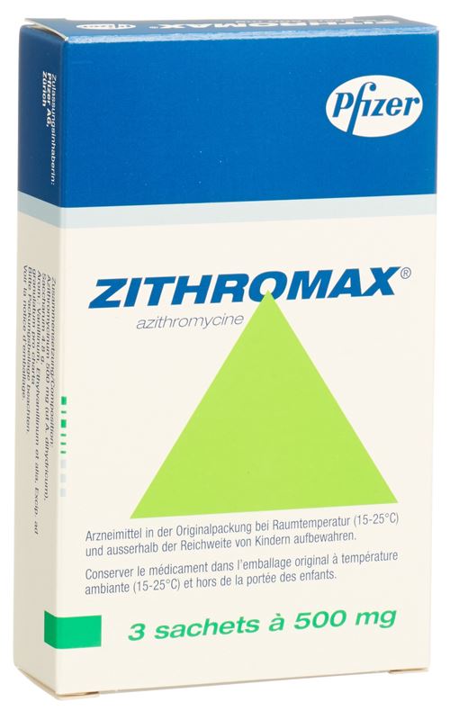 Zithromax pdr 500 mg pour suspension buvable sach 3 pce