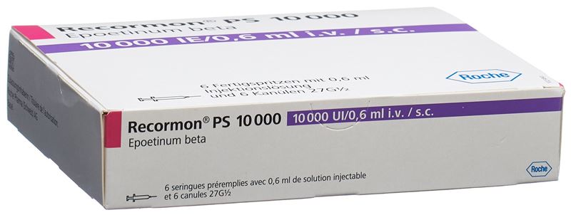 Recormon PS sol inj 10000 UI/0.6ml avec système de sécurité de protecion de l’aiguille ser pré 6 pce