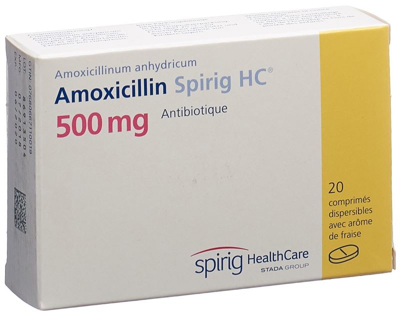 Amoxicillin Spirig HC Disp Tabl 500 mg 20 Stk Amoxicillin Spirig HC Disp Tabl 500 mg 20 Stk