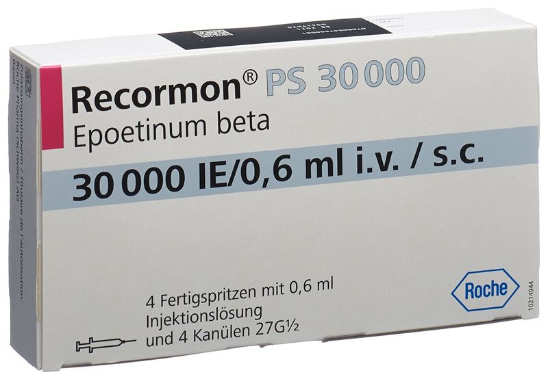 Recormon PS sol inj 30000 UI/0.6ml avec système de sécurité de protecion de l’aiguille ser pré 4 pce