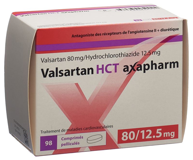 Valsartan HCT axapharm cpr pell 80/12.5 mg 98 pce Valsartan HCT axapharm cpr pell 80/12.5 mg 98 pce