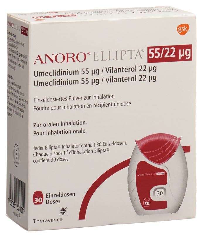 Anoro Ellipta Inh Plv 55 mcg/22 mcg 30 Dos Anoro Ellipta Inh Plv 55 mcg/22 mcg 30 Dos