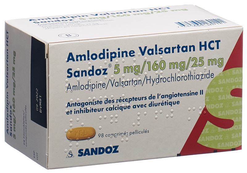 Amlodipin Valsartan HCT Sandoz Filmtabl 5mg/160mg/25mg 98 Stk Amlodipin Valsartan HCT Sandoz Filmtabl 5mg/160mg/25mg 98 Stk