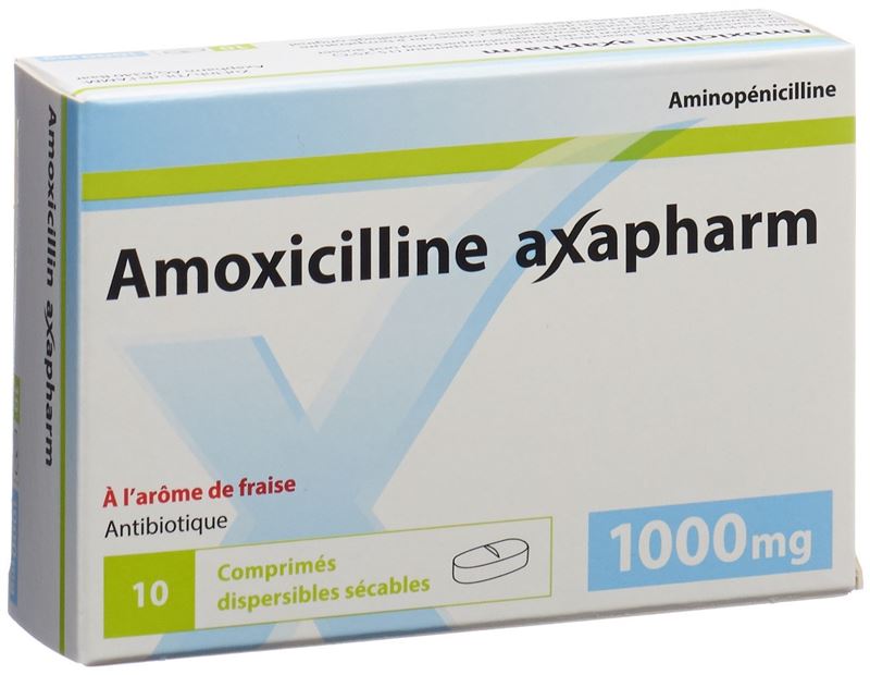 Amoxicilline axapharm cpr disp 1000 mg 10 pce Amoxicilline axapharm cpr disp 1000 mg 10 pce