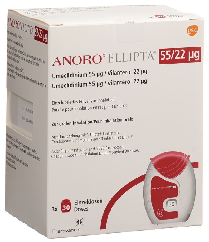 Anoro Ellipta Inh Plv 55 mcg/22 mcg 3 x 30 Dos Anoro Ellipta Inh Plv 55 mcg/22 mcg 3 x 30 Dos