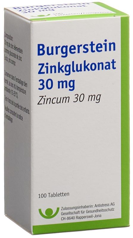 Burgerstein Zinkglukonat Tabl 30 mg Ds 100 Stk