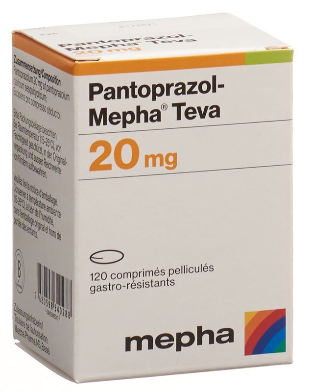 Pantoprazol-Mepha Teva cpr pell 20 mg bte 120 pce