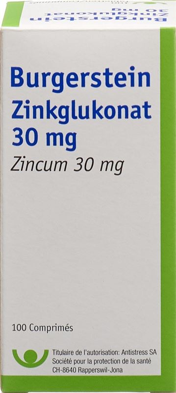 Burgerstein Zinkglukonat Tabl 30 mg Ds 100 Stk