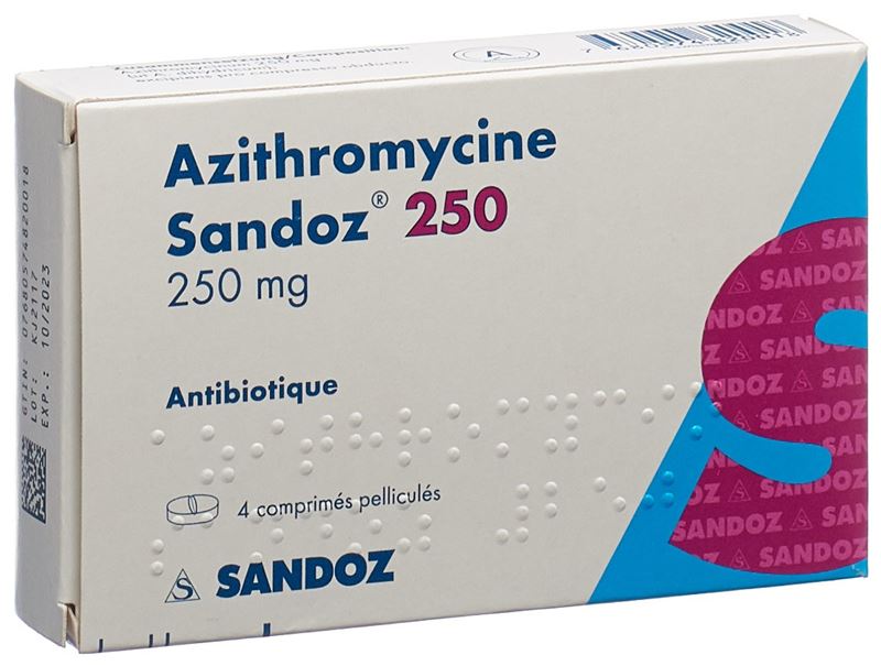 Azithromycine Sandoz cpr pell 250 mg 4 pce