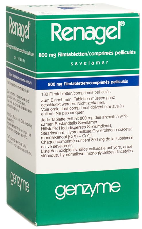Renagel cpr pell 800 mg bte 180 pce