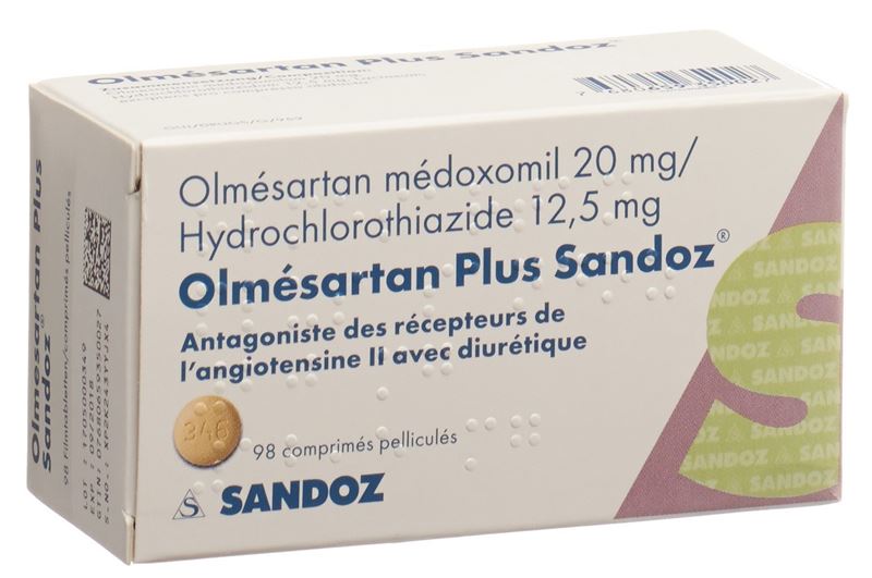 Olmésartan Plus Sandoz cpr pell 20/12.5mg 98 pce Olmésartan Plus Sandoz cpr pell 20/12.5mg 98 pce