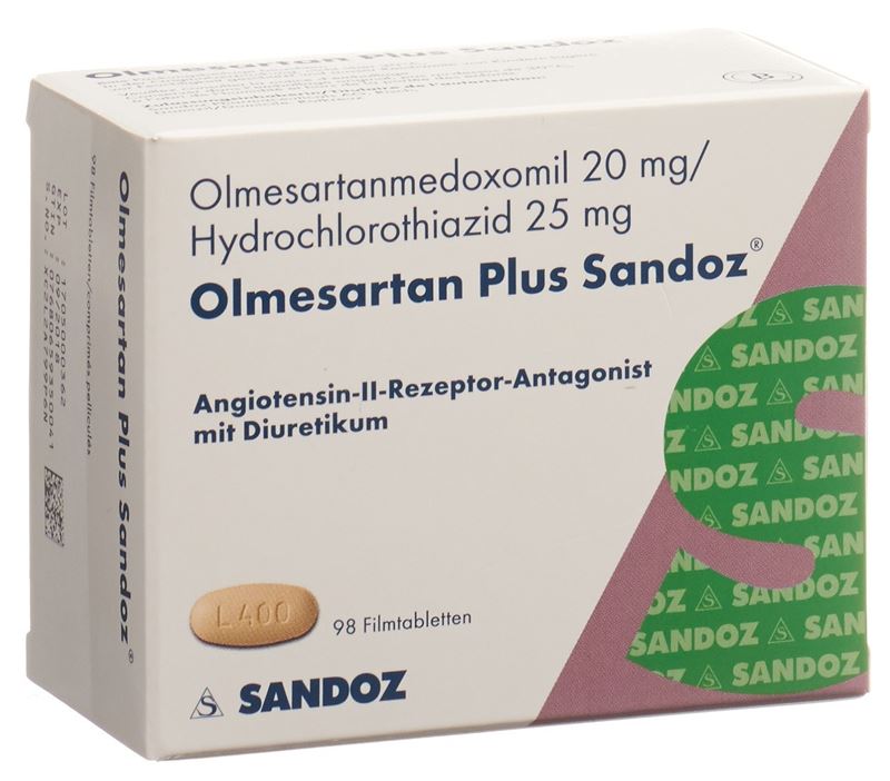 Olmésartan Plus Sandoz cpr pell 20/25mg 98 pce Olmésartan Plus Sandoz cpr pell 20/25mg 98 pce
