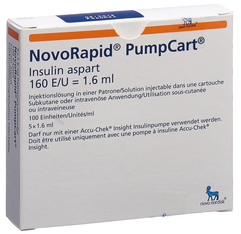 Insuline NovoRapid PumpCart sol inj 100 U/ml 5 cartouche 1.6 ml