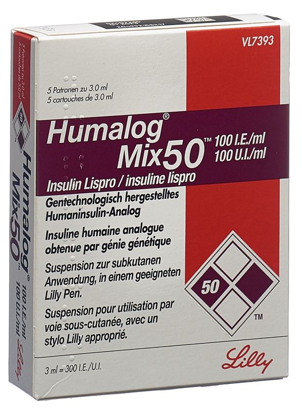 Humalog Mix 50 Insuline susp inj 100 UI/ml pour pen 5 cartouche 3 ml