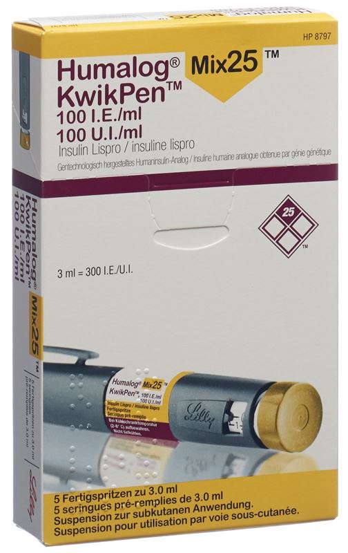 Humalog Mix 25 KwikPen Insuline susp inj 100 UI/ml 5 ser pré 3 ml