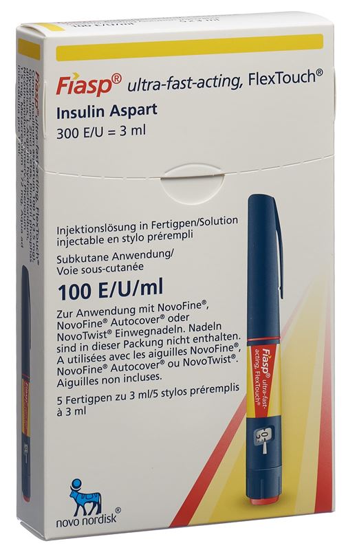 Fiasp FlexTouch sol inj 100 U 5 stylo pré 3 ml