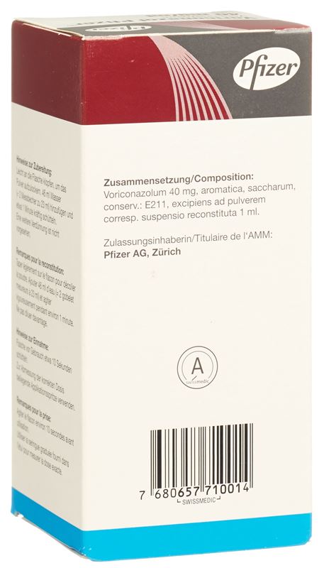 Voriconazol Pfizer pdr 40 mg/ml fl 70 ml Voriconazol Pfizer pdr 40 mg/ml fl 70 ml