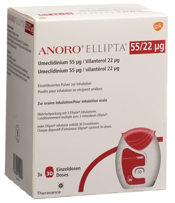 Anoro Ellipta Inh Plv 55 mcg/22 mcg 3 x 30 Dos Anoro Ellipta Inh Plv 55 mcg/22 mcg 3 x 30 Dos