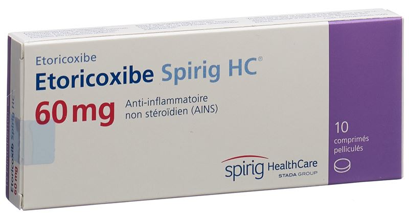 Etoricoxibe Spirig HC cpr pell 60 mg 10 pce Etoricoxibe Spirig HC cpr pell 60 mg 10 pce
