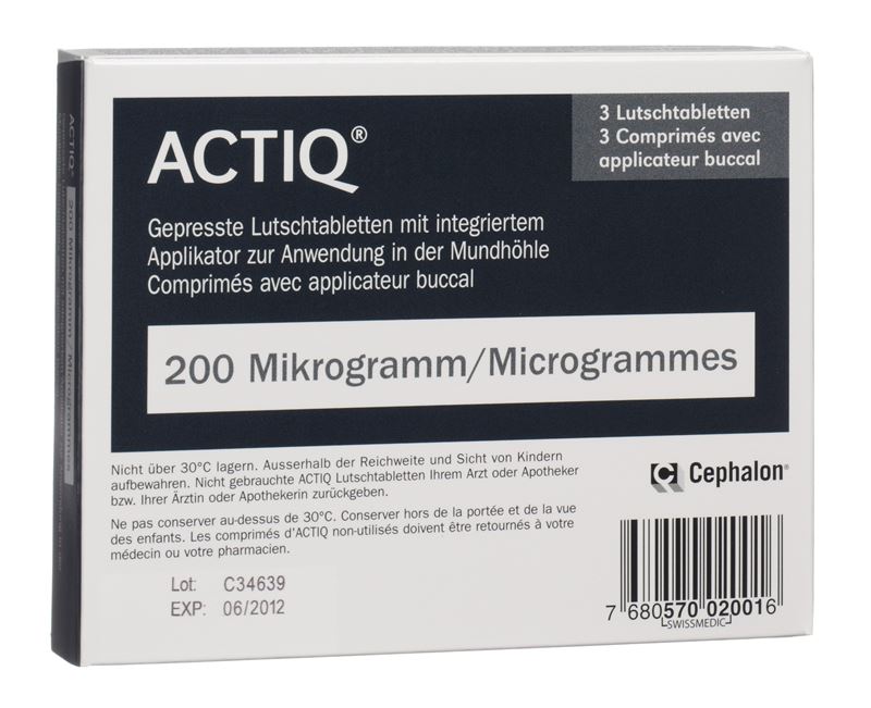 Actiq comprimés buccaux 200 mcg avec applicateur intégré 3 pce