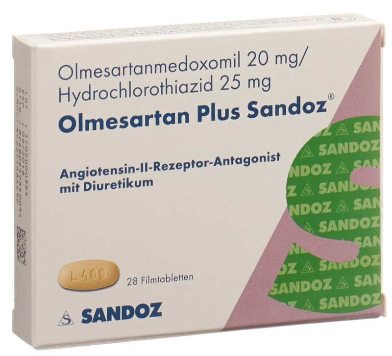 Olmésartan Plus Sandoz cpr pell 20/25mg 28 pce Olmésartan Plus Sandoz cpr pell 20/25mg 28 pce