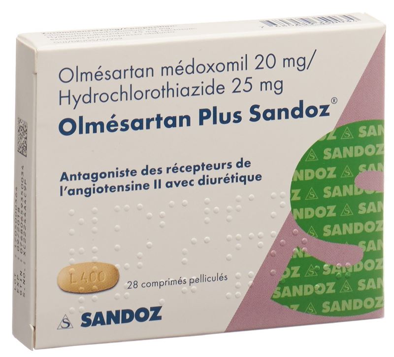 Olmésartan Plus Sandoz cpr pell 20/25mg 28 pce Olmésartan Plus Sandoz cpr pell 20/25mg 28 pce