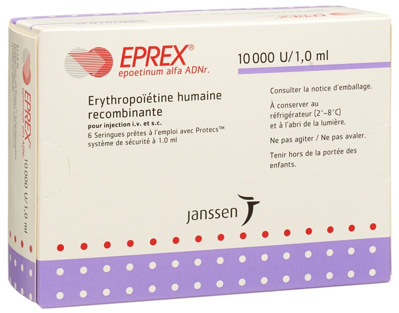 Eprex sol inj 10000 UI/ml avec système de sécurité (Protecs) 6 ser pré 1 ml