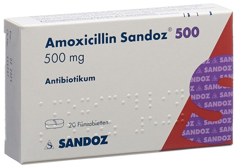 Amoxicilline Sandoz cpr pell 500 mg 20 pce Amoxicilline Sandoz cpr pell 500 mg 20 pce