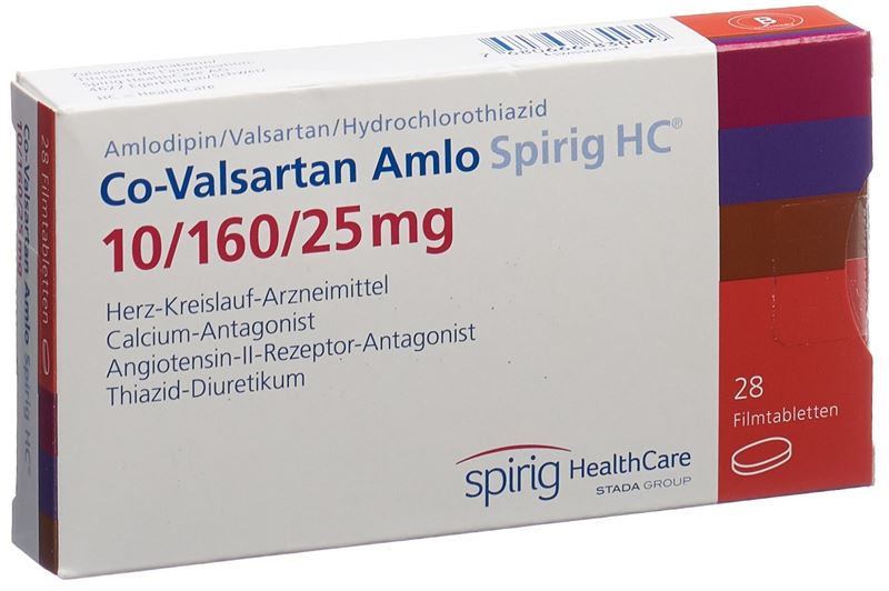 Co-Valsartan Amlo Spirig HC cpr pell 10/160/25mg 28 pce Co-Valsartan Amlo Spirig HC cpr pell 10/160/25mg 28 pce
