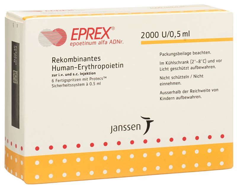 Eprex sol inj 2000 UI/0.5ml avec système de sécurité (Protecs) 6 ser pré 0.5 ml