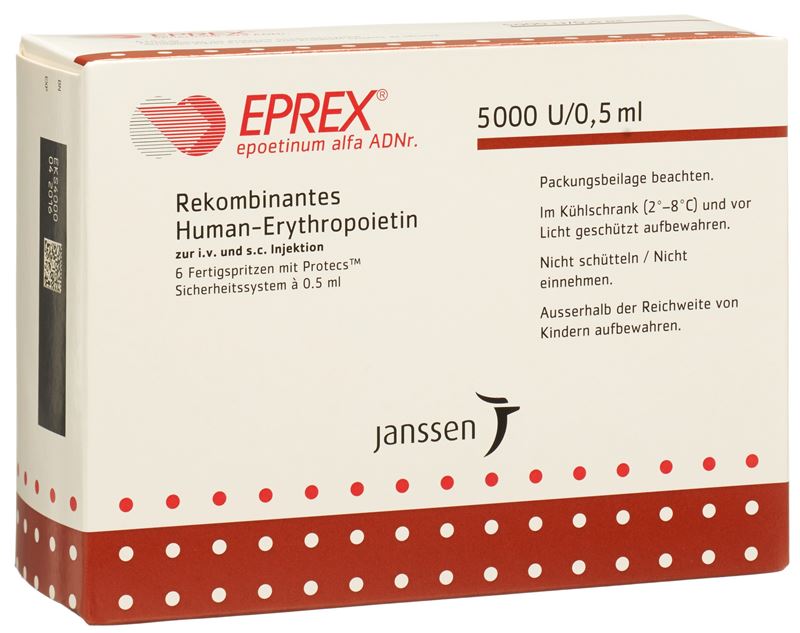 Eprex sol inj 5000 UI/0.5ml avec système de sécurité (Protecs) 6 ser pré 0.5 ml
