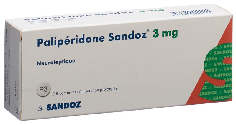 Palipéridone Sandoz cpr ret 3 mg 28 pce