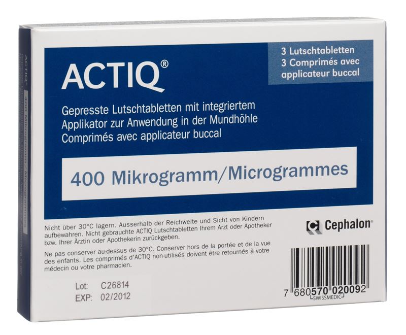 Actiq Buccaltabletten 400 mcg mit integriertem Applikator 3 Stk
