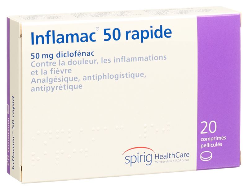 Inflamac rapide cpr pell 50 mg 20 pce Inflamac rapide cpr pell 50 mg 20 pce