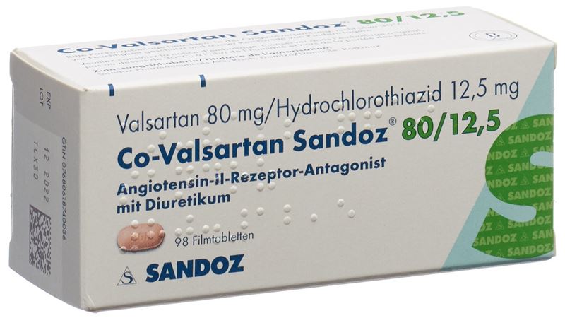 Co-Valsartan Sandoz cpr pell 80/12.5 98 pce Co-Valsartan Sandoz cpr pell 80/12.5 98 pce