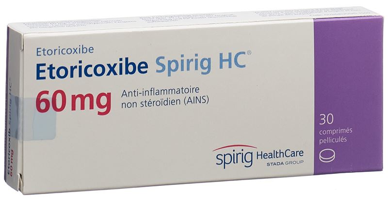Etoricoxibe Spirig HC cpr pell 60 mg 30 pce Etoricoxibe Spirig HC cpr pell 60 mg 30 pce