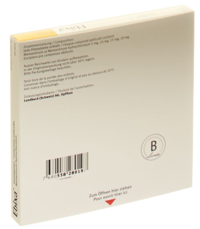 Ebixa emballage départ cpr pell 7x5 mg, 7x10 mg ,7x15 mg, 7x20 mg 28 pce
