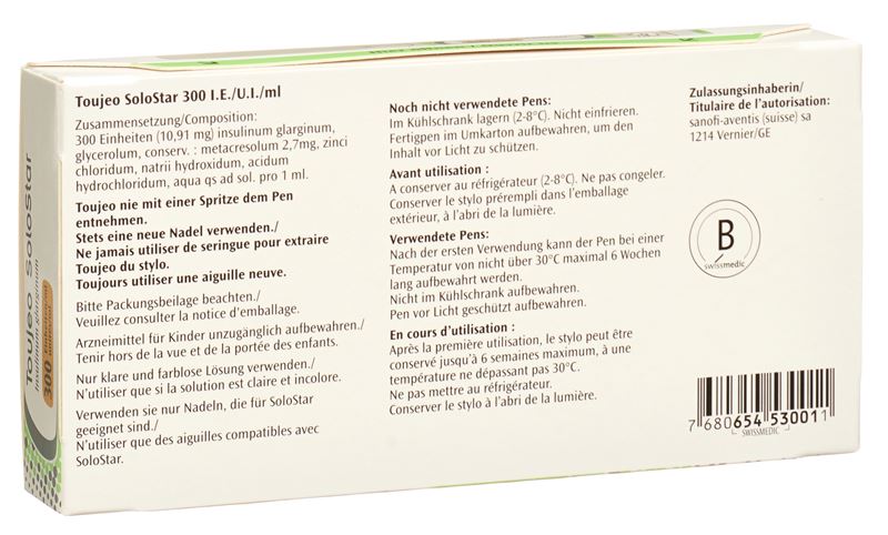 Toujeo SoloStar sol inj 300 U/ml Pen 3 x 1.5 ml