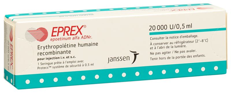 Eprex sol inj 20000 UI/0.5ml avec système de sécurité (Protecs) ser pré 0.5 ml