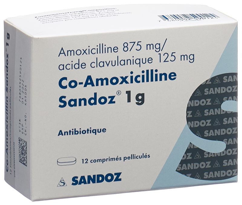 Co-Amoxicilline Sandoz cpr pell 1 g 12 pce